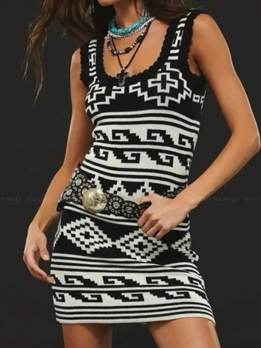 Womens Beach Riot White Black (Item-439) Cotton Swim Coverup James Mini Dress XL